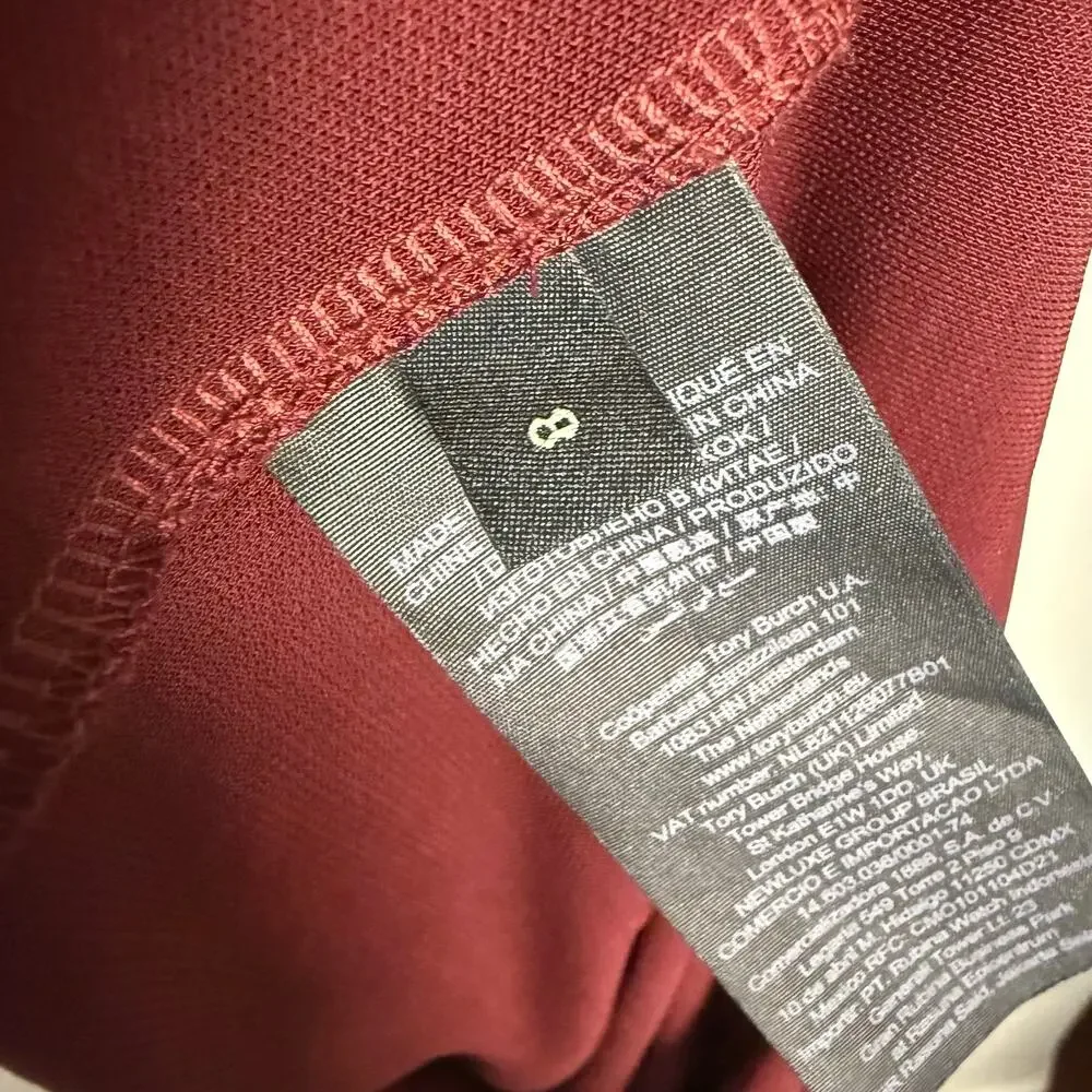 Tory Burch Colorblock Maroon Blue Sleeveless Column Midi Dress Size 8